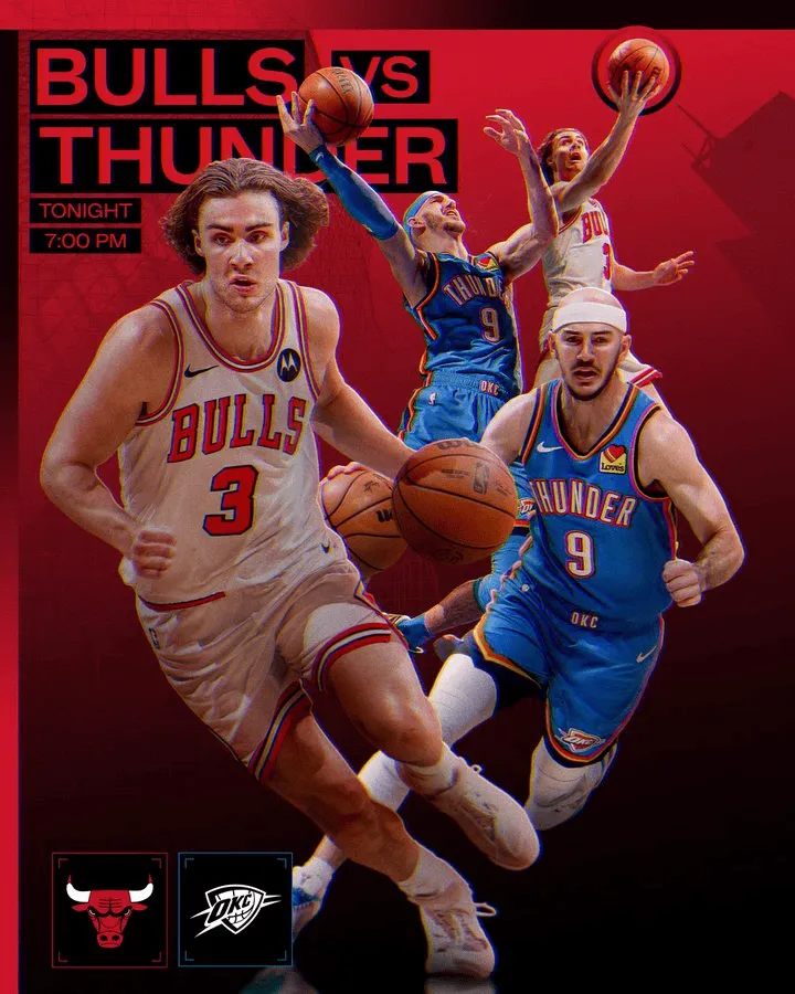 双赢交易！公牛官方晒吉迪和卡鲁索海报预热与雷霆的比赛